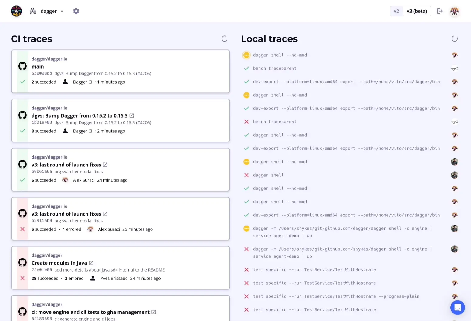 Dagger Cloud operational insights dashboard